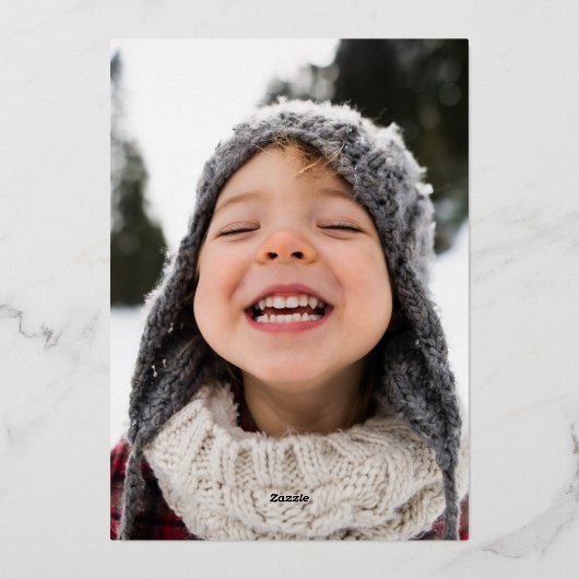 クラシックブラックボタニカルフォトクリスマスカード 箔シーズンカード (裏面)