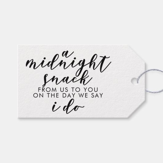 クラシックブラックミッドナイト結婚スナック ギフトタグ (正面(横))