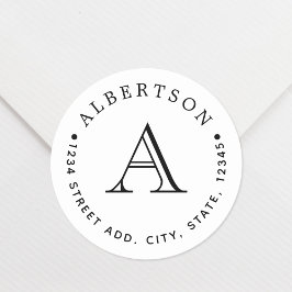 クラシックブラックモノグラムファミリー名差出人住所 ラウンドシール