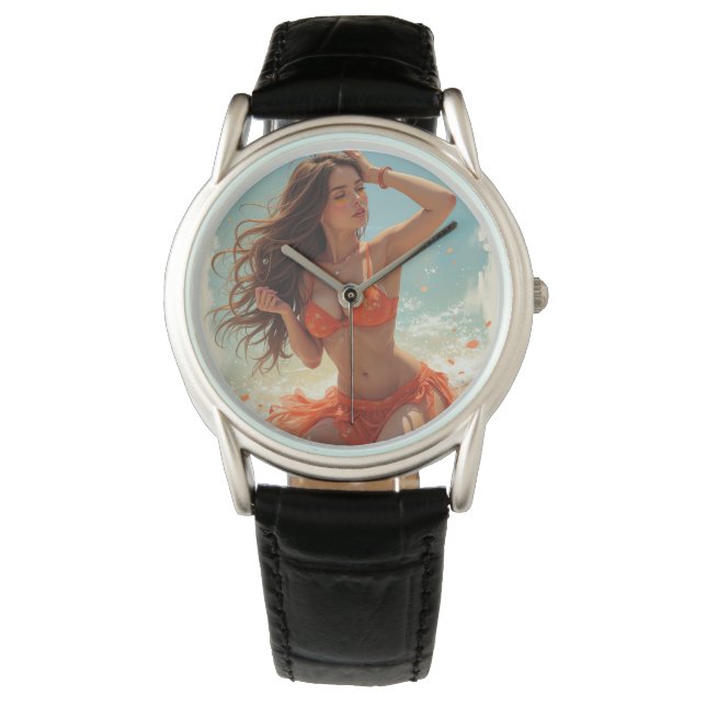 クラシックブラックレザーウォッチ(C.C) 腕時計 (正面)