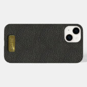 クラシックブラックレザーフェイク金ゴールドモノグラム Case-Mate iPhoneケース (裏面 (横))