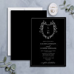 クラシックブラックワイルドフラワーモノグラム結婚クレスト 招待状<br><div class="desc">クラシックの結婚式招待状にモダンひねりを探してる？その後、我々のブラックワイルドフラワークラシックモノグラムクレスト結婚式招待状以上に見えない！この美しい招待は、野生の花や蝶で飾られた手描きの紋章で設計されている。フォントにモノグラムのイニシャルスタイリッシュを取り入れ、手書きの書道で仕上げている。これは新しいデザインなので連絡、スイートを完成させる製品のマッチング用のデザイナーか、このデザインの色のバリエーション用のORをお願い。著作権エレガント招待状、すべての権利を留保。</div>