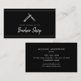 クラシックブラックヴィンテージ理容師ツールバーバーショップ 名刺