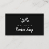 クラシックブラックヴィンテージ理容師ツールバーバーショップ 名刺 (正面)