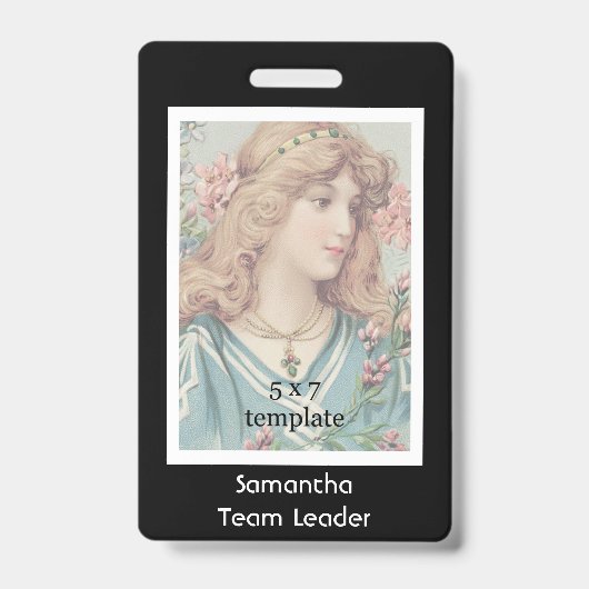 クラシックブラック写真付き従業員 バッジ (正面)