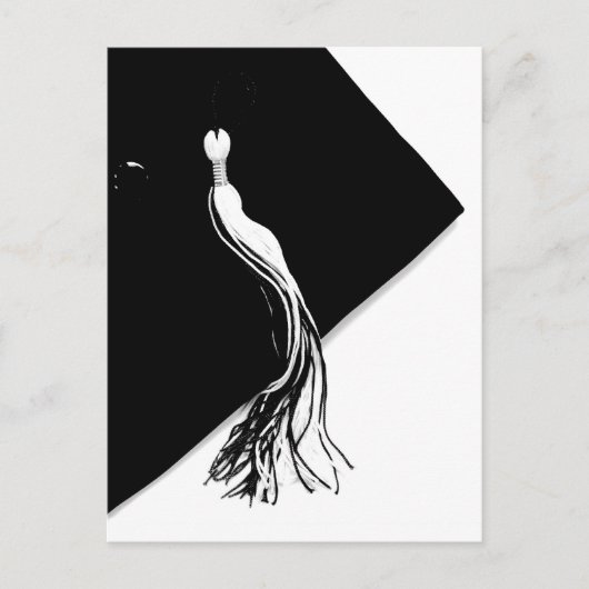 クラシックブラック卒業キャップ及びタッセル葉書 案内ポストカード (正面)