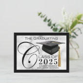 クラシックブラック卒業発表 招待状 (スタンド正面)