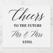 クラシックブラック婚約結婚名前をカスタムする スパークリングワインラベル (シングルラベル)