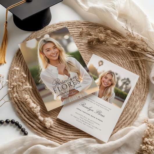 クラシックブラック書道の卒業 案内状