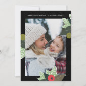 クラシックブラック植物枠写真クリスマス シーズンカード (正面)