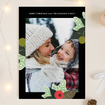 クラシックブラック植物枠2枚フォトクリスマス