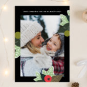 クラシックブラック植物枠2枚フォトクリスマス シーズンカード