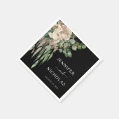 クラシックブラック結婚牡丹 スタンダードカクテルナプキン (角)