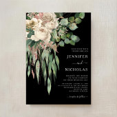 クラシックブラック結婚牡丹 招待状