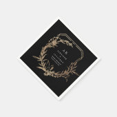 クラシックブラック花模様金ゴールドmotifモノグラ結婚ムの スタンダードカクテルナプキン (角)