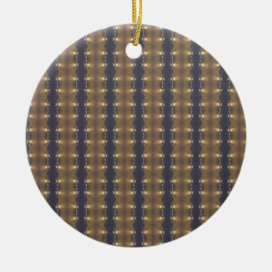 クラシックブラック茶の金ゴールドストライプと正方形 セラミックオーナメント (正面)