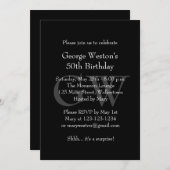 クラシックブラック誕生日招待状 招待状 (正面/裏面)