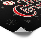 クラシックブラック赤と白メリークリスマス ポスター (角)