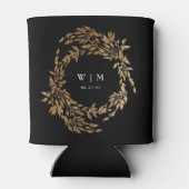 クラシックブラック金ゴールドクレスト結婚モノグラムの贈り物 缶クーラー (裏面)