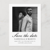 クラシックブラック2写真結婚式の日付を保存 ポストカード (正面)