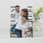 クラシックブラック2枚フォト最も幸せな休日 シーズンカード (スタンド正面)