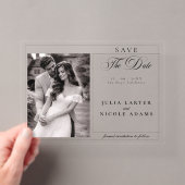 クラシックブラック カリグラフィー写真 Save The Date アクリル招待状 (インサイチュ (ポータブル))