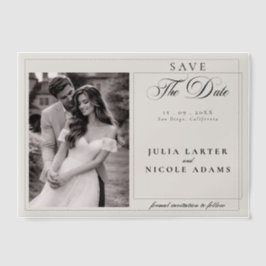 クラシックブラック カリグラフィー写真 Save The Date ベラム紙招待状