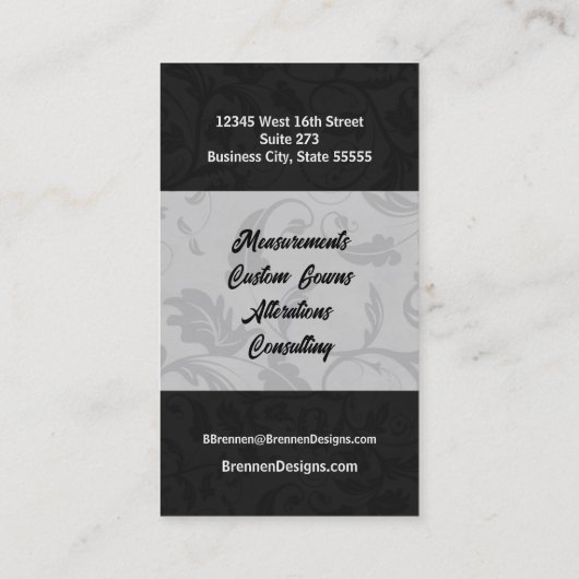 クラシックブラック(シルバー・ダマスク付モノグラムの) 名刺 (裏面)