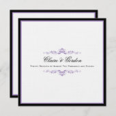 クラシックブラック&パープル結婚式招待状 招待状 (正面/裏面)