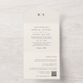 クラシックブラック&ベージュ色モノグラム結婚ズ オールインワン招待状 (内側)