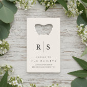 クラシックブラック&ベージュ色モノグラム結婚ズ クレジットカード栓抜き