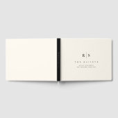 クラシックブラック&ベージュ色モノグラム結婚ズ ゲストブック (全面)