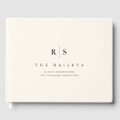 クラシックブラック&ベージュ色モノグラム結婚ズ ゲストブック (正面)