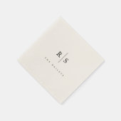 クラシックブラック&ベージュ色モノグラム結婚ズ スタンダードカクテルナプキン (角)