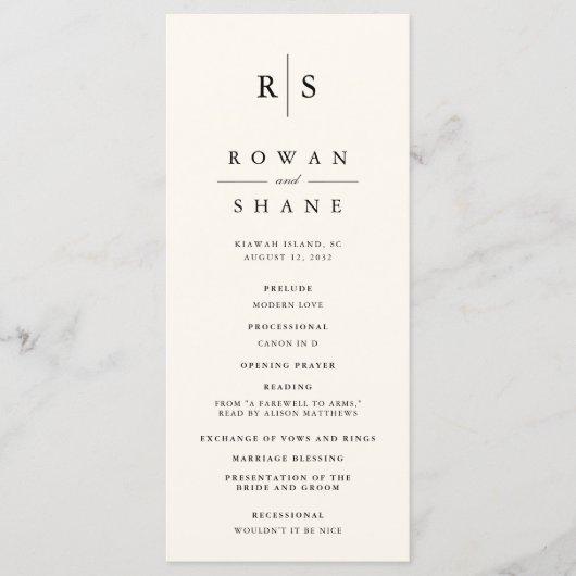 クラシックブラック&ベージュ色モノグラム結婚ズ プログラム (正面)