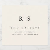 クラシックブラック&ベージュ色モノグラム結婚ズ リキュールボトルラベル (シングルラベル)