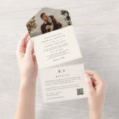 クラシックブラック&ベージュ色モノグラ結婚ムの写真 オールインワン招待状 (貼ってはがせる)