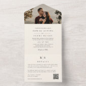 クラシックブラック&ベージュ色モノグラ結婚ムの写真 オールインワン招待状 (内側)