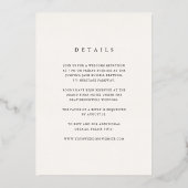 クラシックブラック&ベージュ色モノグラ縁どムズ結婚ズ 箔招待状 (裏面)