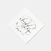 クラシックブラック&ホワイトカスタムモノグラム紙ナプキン スタンダードカクテルナプキン (角)