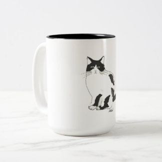 クラシックブラック＆ホワイトキャットコーヒーマグ ツートーンマグカップ