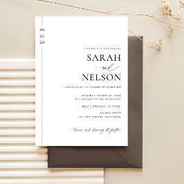 クラシックブラック&ホワイトタイムレスエレガントな結婚式 招待状