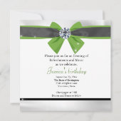 クラシックブラック&ホワイトドレープとグリーンボウ セーブザデート (裏面)