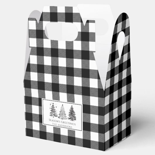 クラシックブラック&ホワイトバッファロープレイドクリスマス フェイバーボックス (オープン)