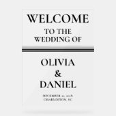 クラシックブラック&ホワイト冬のウェディングフロステッド アクリルサイン (正面)