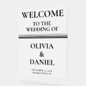 クラシックブラック&ホワイト冬のウェディングフロステッド アクリルサイン (傾斜)