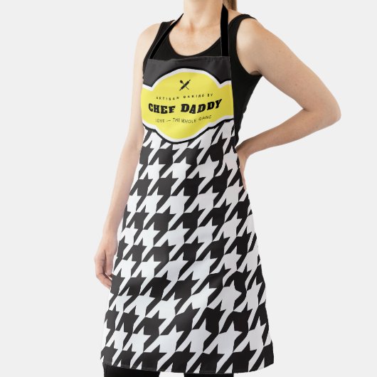 クラシックブラック&ホワイト千鳥格子のアーティザンベーキングA エプロン (インサイチュ)