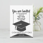 クラシックブラック&ホワイト卒業パーティー招待状 招待状 (スタンド正面)