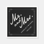 クラシックブラック&ホワイト氏とミセス・ナ結婚プキンス スタンダードカクテルナプキン (正面)