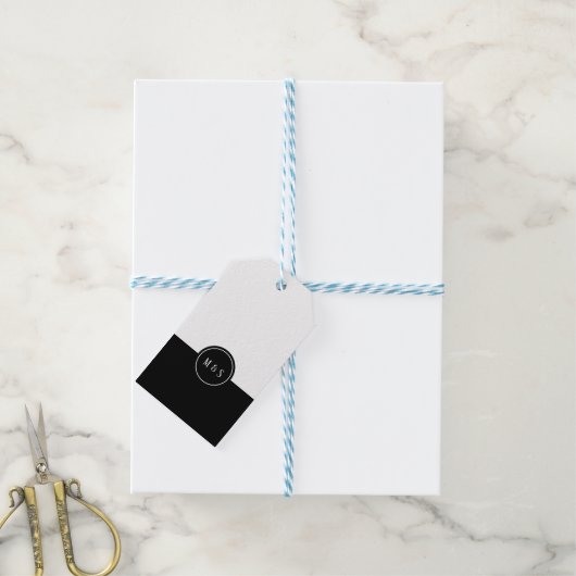 クラシックブラック&ホワイト結婚式の引き出物ラベル ギフトタグ (より糸付き)